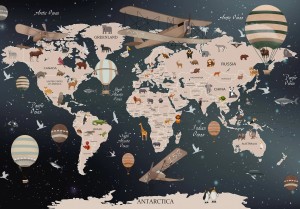 Fototapeta tapeta MAPA kontynenty ŚWIAT