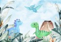 FOTOTAPETA dla dzieci KOLOROWE DINOZAURY na flizelinie + KLEJ