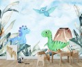 FOTOTAPETA dla dzieci KOLOROWE DINOZAURY na flizelinie + KLEJ