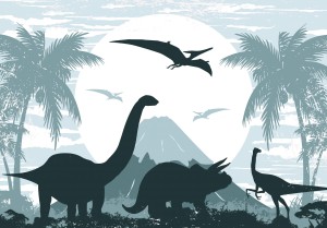 Fototapeta dla dzieci DINOZAURY palmy