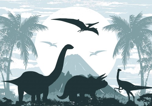 Fototapeta dla dzieci DINOZAURY palmy