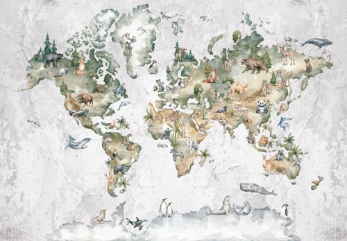 Fototapeta tapeta MAPA kontynenty ŚWIAT