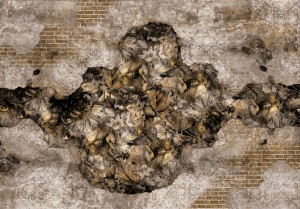 Fototapeta BETON liście tynk wzory na betonie kwiaty +klej gratis