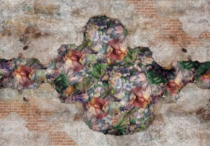 Fototapeta BETON liście tynk wzory na betonie kwiaty +klej gratis