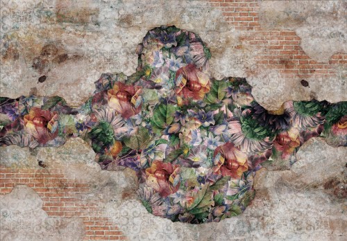 Fototapeta BETON liście tynk wzory na betonie kwiaty +klej gratis