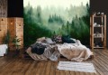 Fototapeta LAS WE MGLE drzewa góry widok