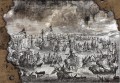 Fototapeta rysunek szkic miasto wioska VINTAGE flizelinie + KLEJ