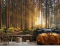 Fototapeta piękny LAS drzewa góry widok