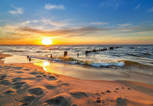 Fototapeta plaża widok niebo RELAKS morze ocean ZACHÓD SŁOŃCA