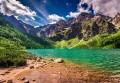 Fototapeta piękne góry SZCZYTY jezioro widok LAS DRZEWA NIEBO
