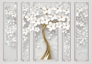 Fototapeta efekt 3D LIŚCIE kwiaty palmy