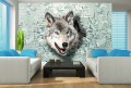 Fototapeta wilk mur z cegły fototapety