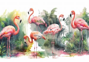 Fototapeta FLAMINGI ptaki FLAMING ptak MURAL na flizelinie + KLEJ