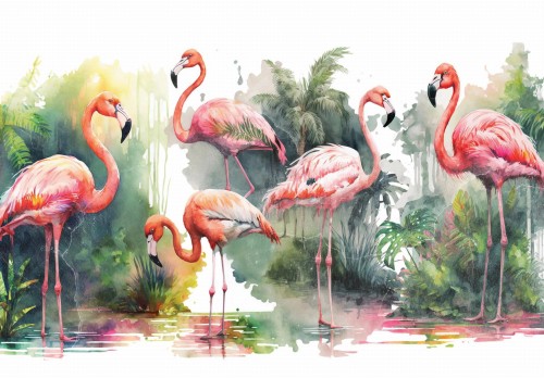 Fototapeta FLAMINGI ptaki FLAMING ptak MURAL na flizelinie + KLEJ