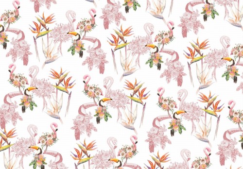 Fototapeta FLAMINGI ptaki FLAMING ptak MURAL na flizelinie + KLEJ