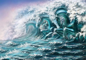 FOTOTAPETA na ścianę fale KONIE koniki MURAL OCEAN flizelinA