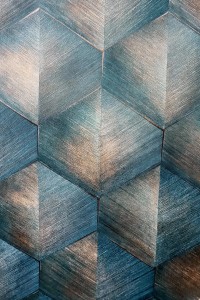 Tapeta ścienna 3D w odcieniach zieleni i złota geometryczna