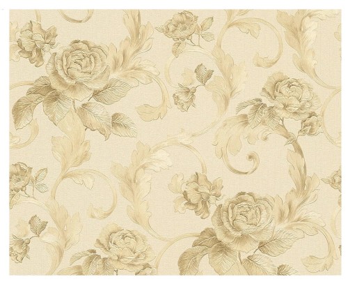 Tapeta na ścianę piękne kwiaty liście w stylu glamour 70 cm szeroka