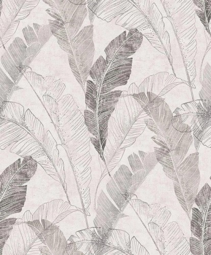 Tapeta ścienna malowane szare tropikalne liście bananowca
