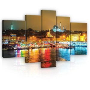 Obraz obrazy na ścianę miasto nocą rzeka 170x100