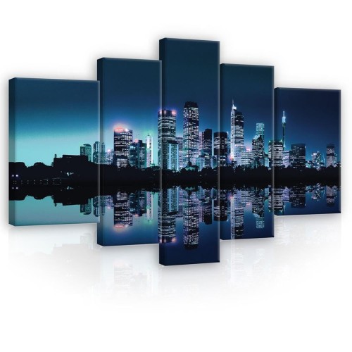 Obraz obrazy na ścianę miasto nocą rzeka 170x100