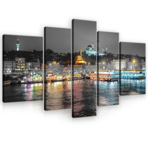 Obraz obrazy na ścianę miasto nocą rzeka 170x100