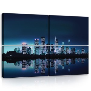 Obraz obrazy na ścianę miasto nocą rzeka 120x80