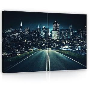 Obraz obrazy na ścianę miasto nocą budynki 120x80