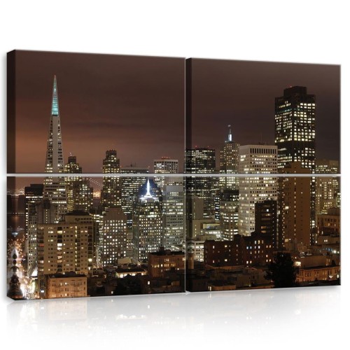 Obraz obrazy na ścianę miasto nocą budynki 120x80