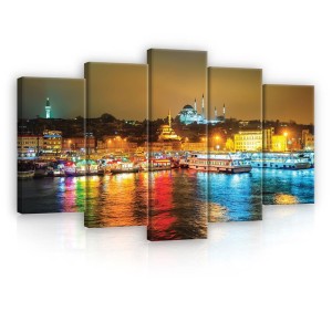 Obraz obrazy na ścianę miasto nocą rzeka 100x60