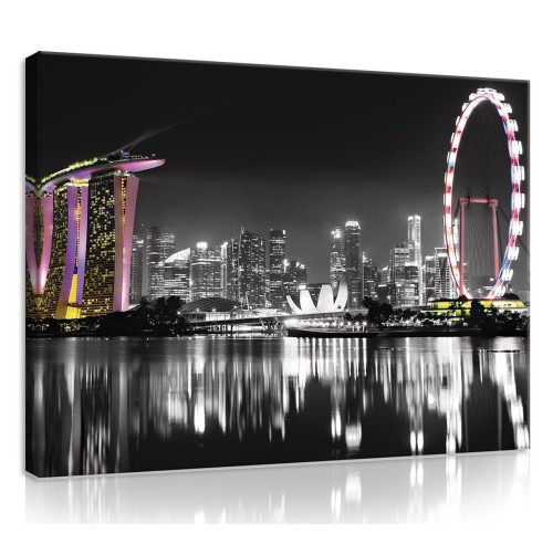 Obraz obrazy na ścianę miasto nocą most 100x75