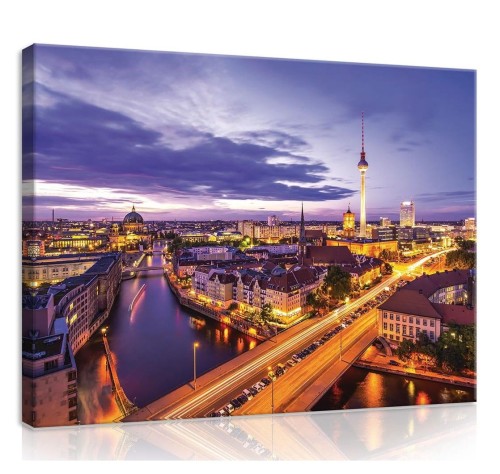 Obraz obrazy na ścianę miasto nocą most 100x75