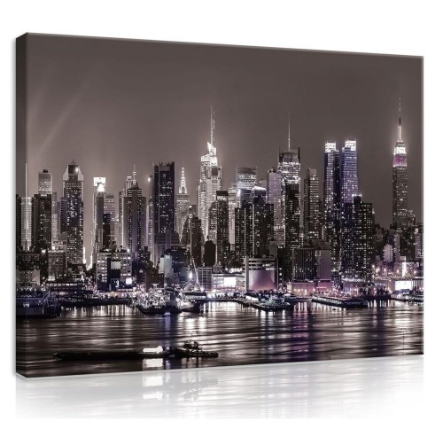 Obraz miasto nocą obrazy na ścianę budynki 100x75