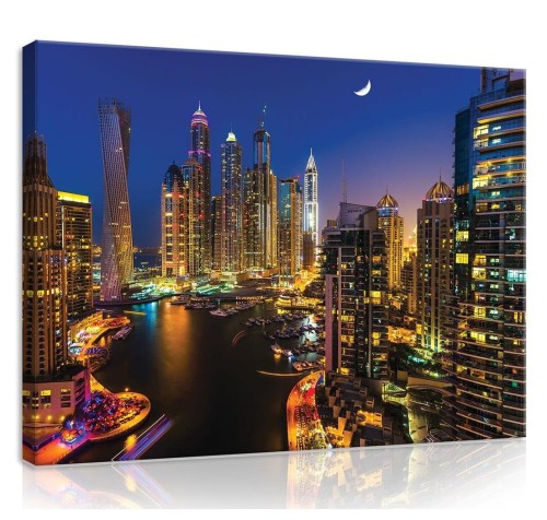 Obraz miasto nocą obrazy na ścianę budynki 100x75